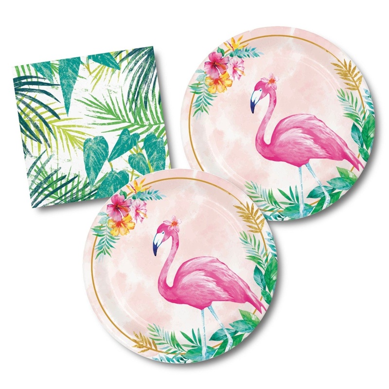 Tropical Flamingo Plates & Napkins