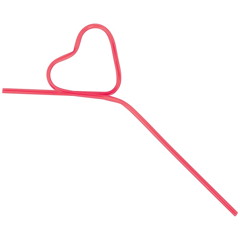 Valentines Day Party Heart Straws 10ct