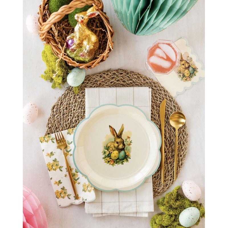 Vintage Easter Bunny Paper Plates