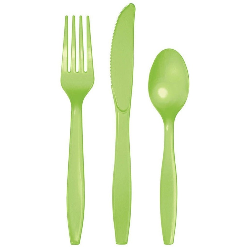 24-Set Lime Party Plain Cutlery