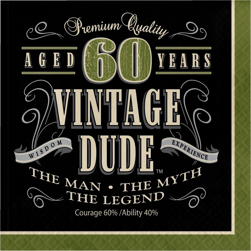 60th Vintage Dude Birthday Napkins