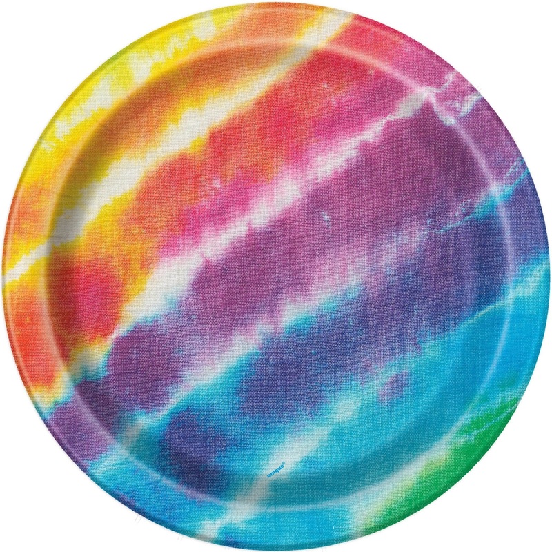 7" Rainbow Tie Dye Party Plates