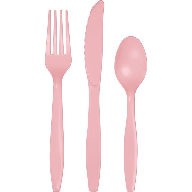 96 Sets Light Pink Cutlery Utensils