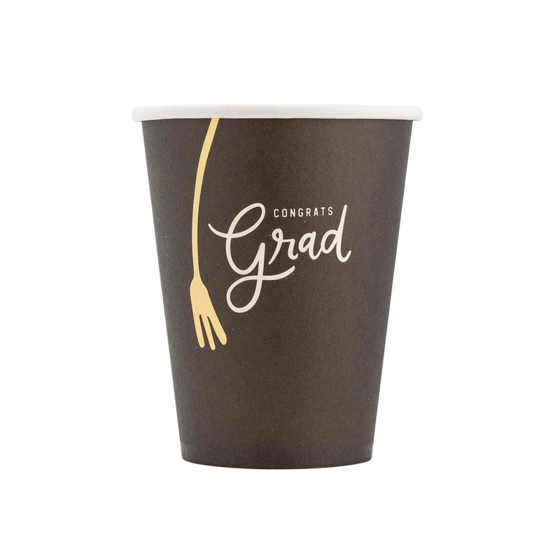 Black & Gold Graduation Cups 8ct