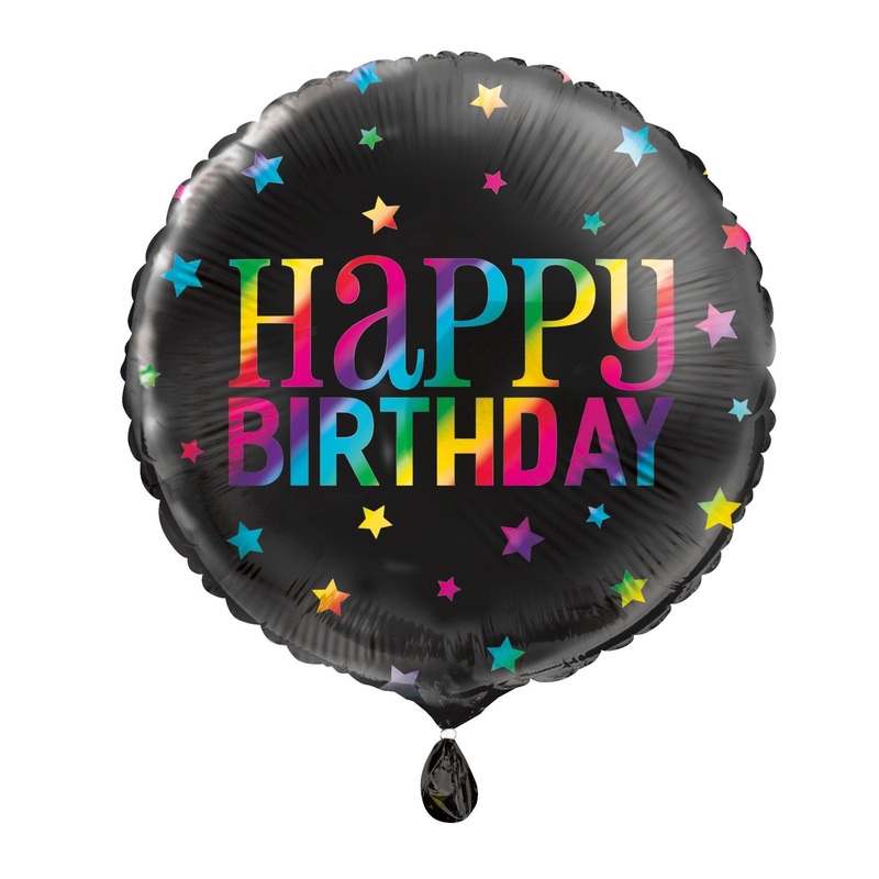 Black Star Rainbow Birthday Balloon