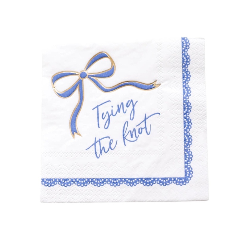 Blue Bow Tying the Knot Bridal Napkins 20ct
