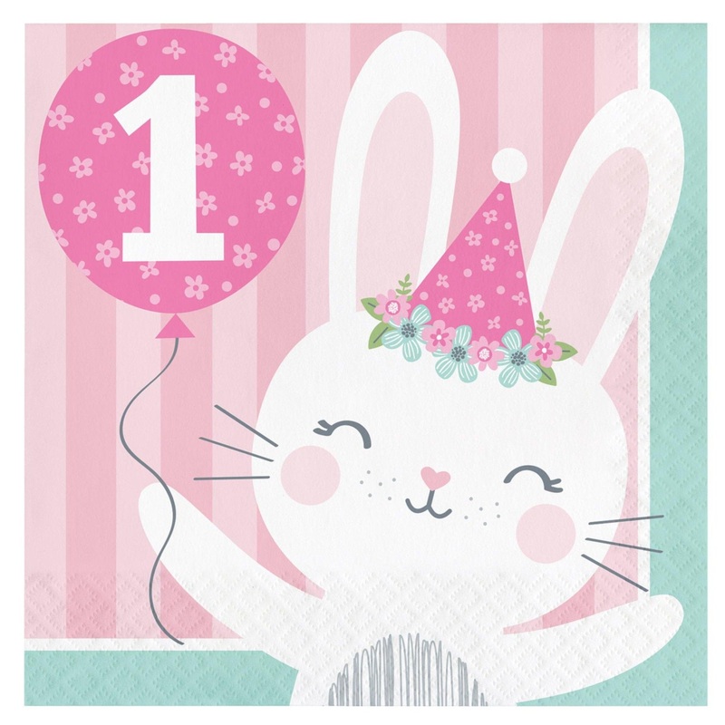 Bunny First Birthday Napkins