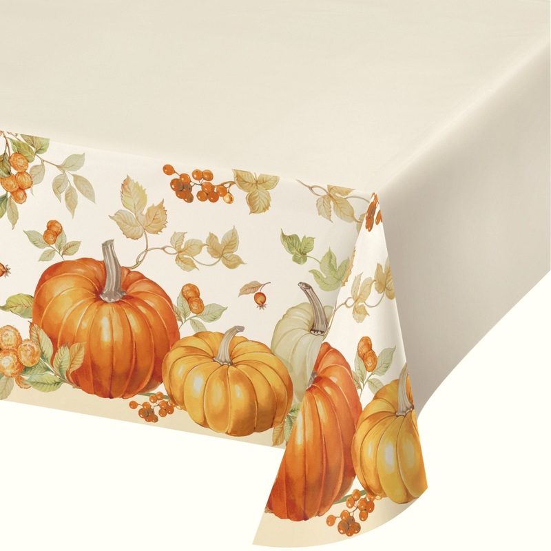 Fall Leaves Pumpkin Party Tablecloth