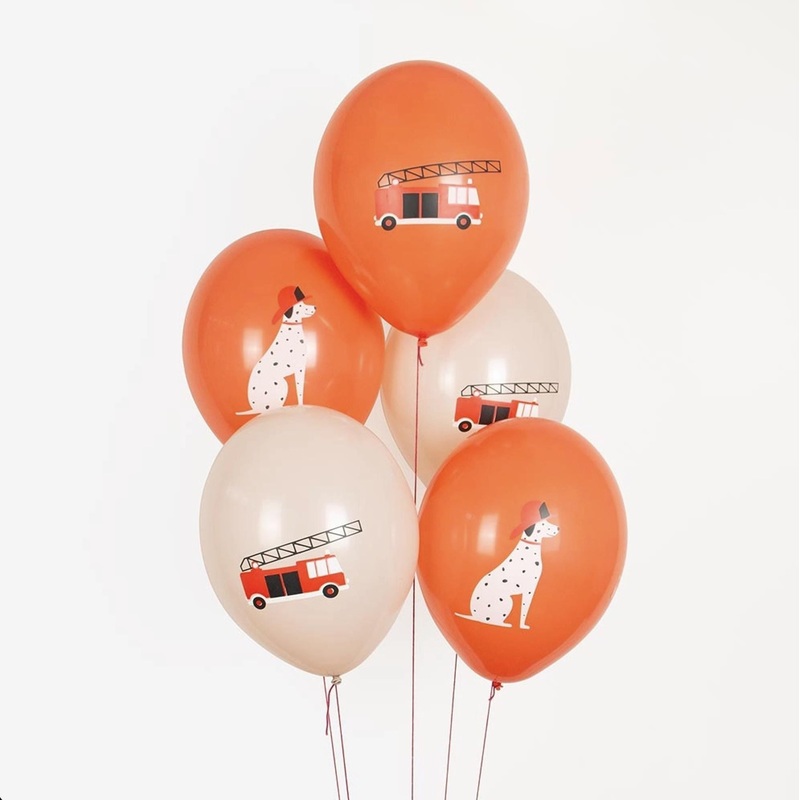 Firetruck & Dalmatian Party Balloons 5ct