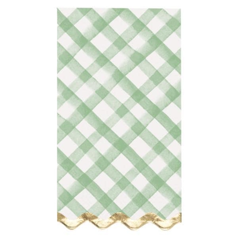 Green Gingham Guest Towel Napkins 16 ct