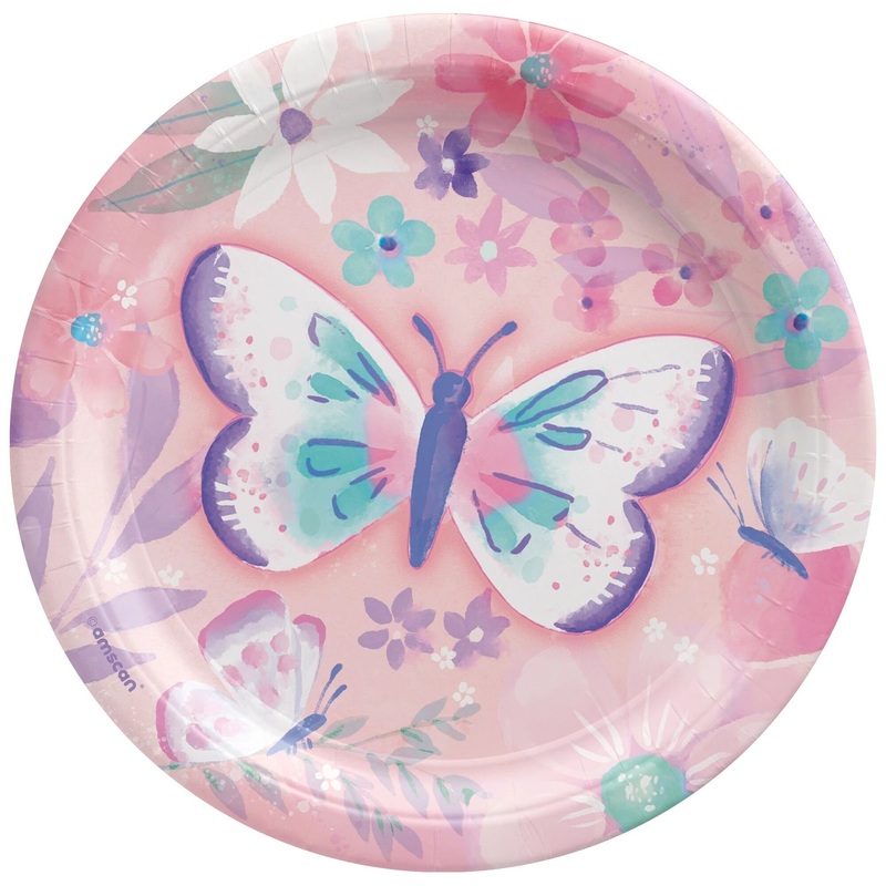 Pink Butterfly Paper Cake Plates