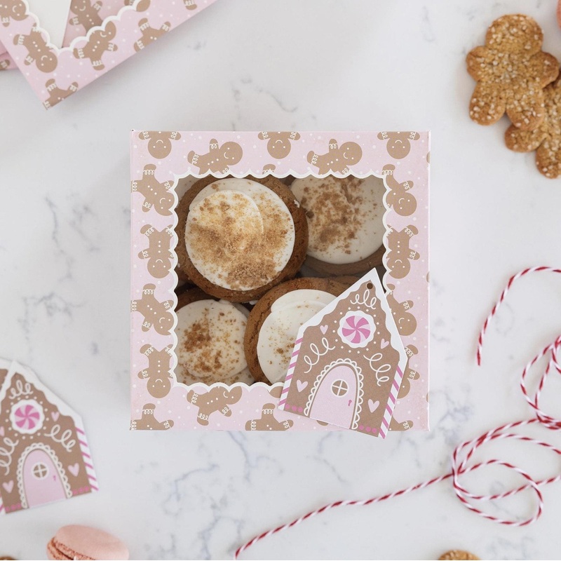 Pink Gingerbread Cookie Boxes 6ct