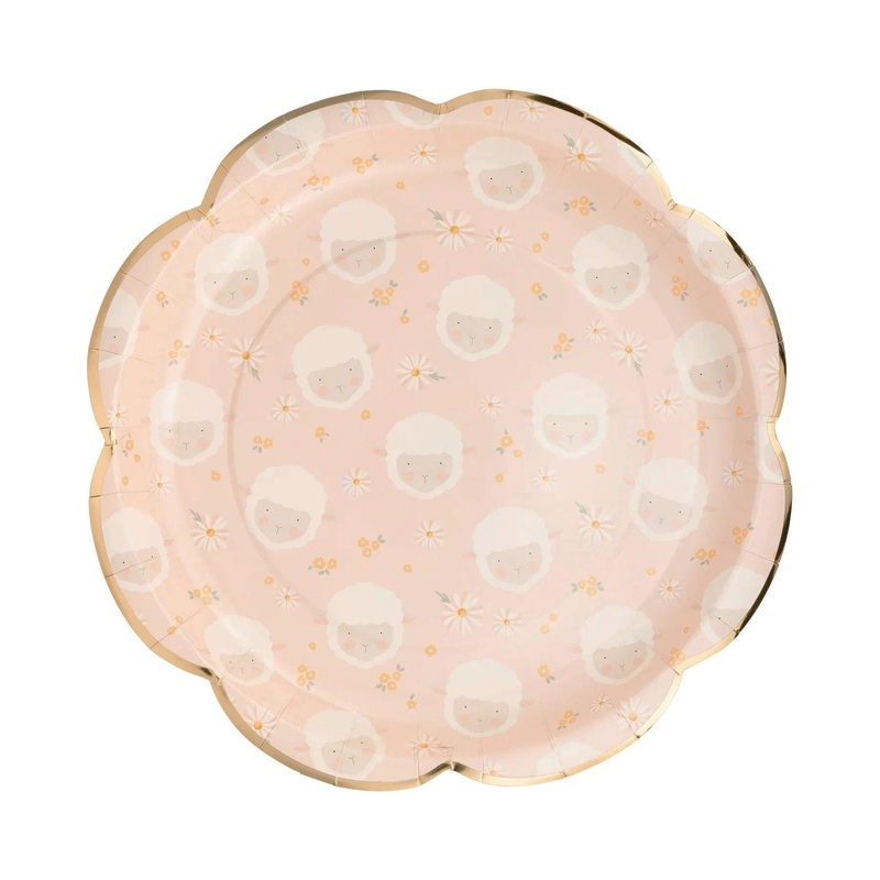 Pink Lamb Floral Plates