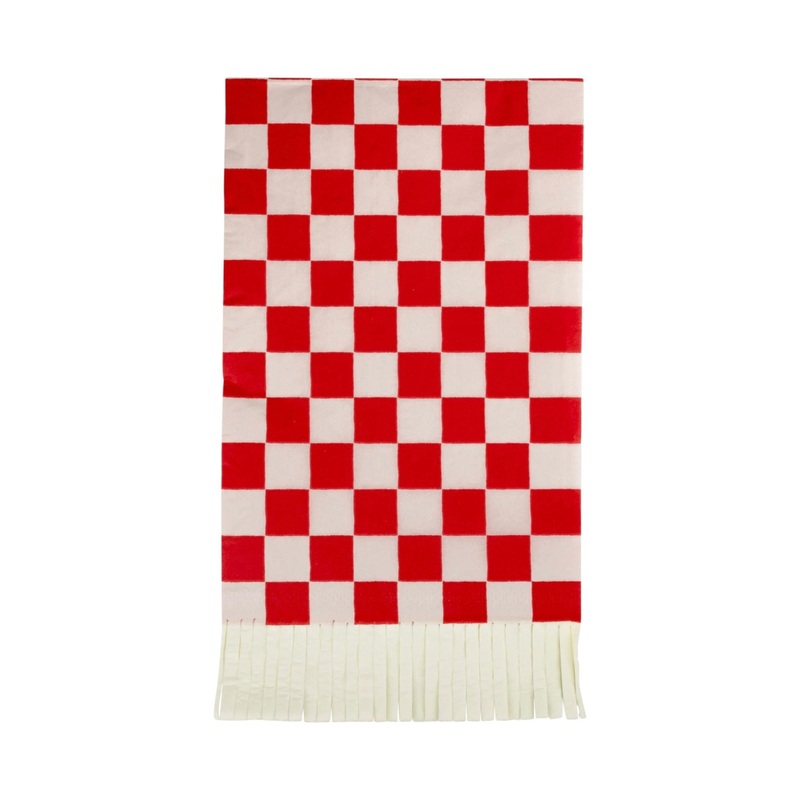 Pink & Red Checkered Fringe Napkins