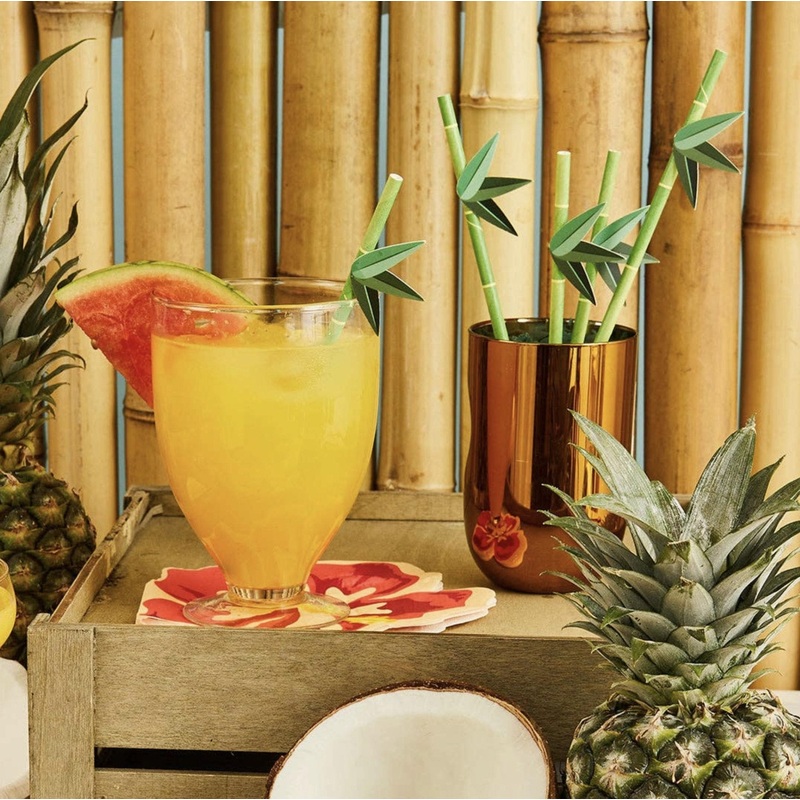 Tropical Bamboo Paper Straws 16 Pack