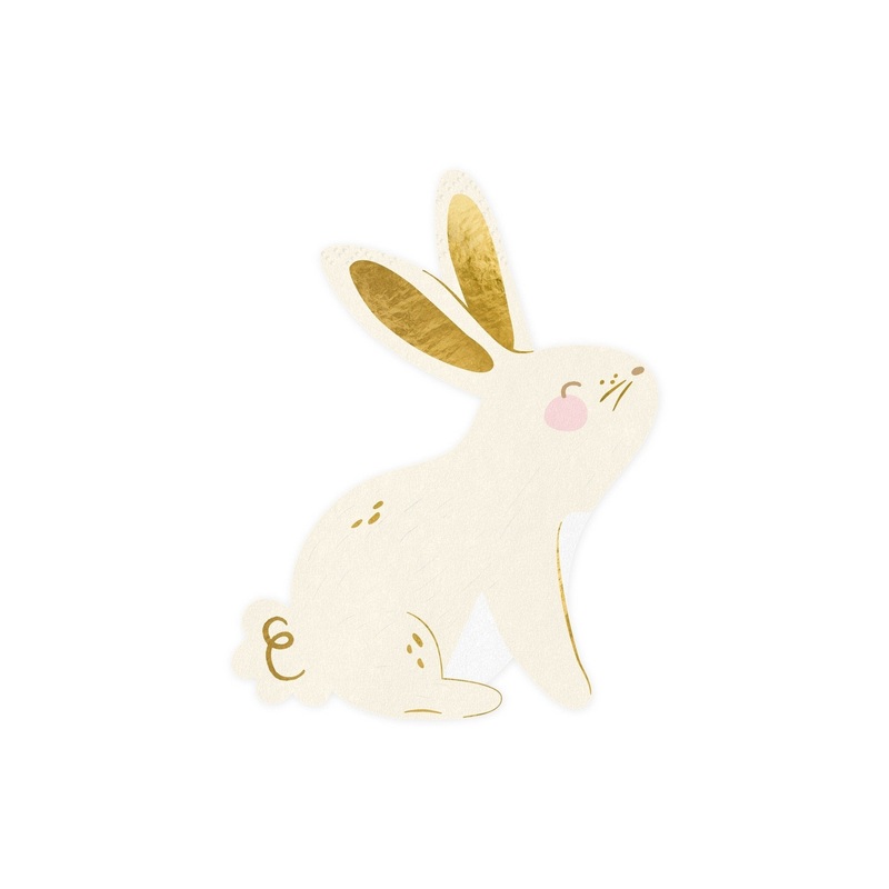 White & Gold Bunny Shaped Napkins
