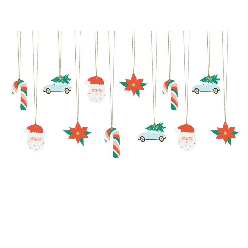 12 Santa & Christmas Car Gift Tags
