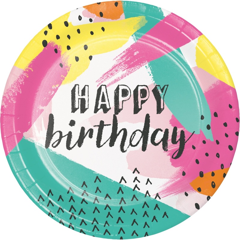 Birthday Party Plates in Pink and Mint