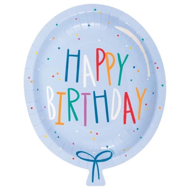 Blue Balloon Shaped Birthday Plates 8ct