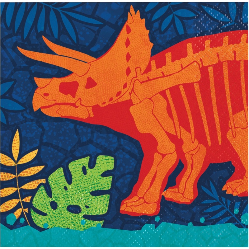 Blue & Orange Dinosaur Party Napkins