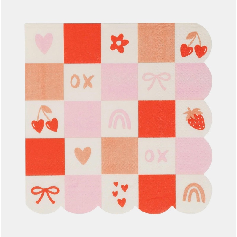 Checkered Valentine's Napkins