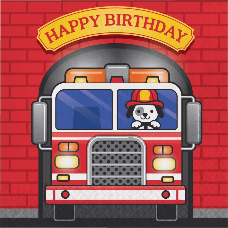 Firetruck "Happy Birthday" Napkins