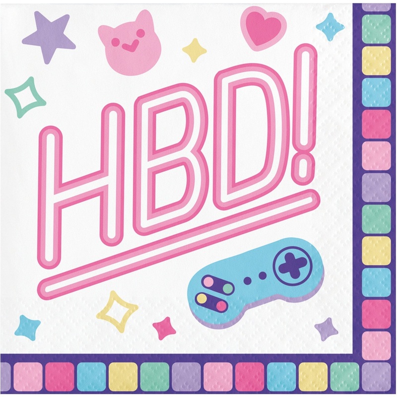 Girl Gamer Birthday Napkins