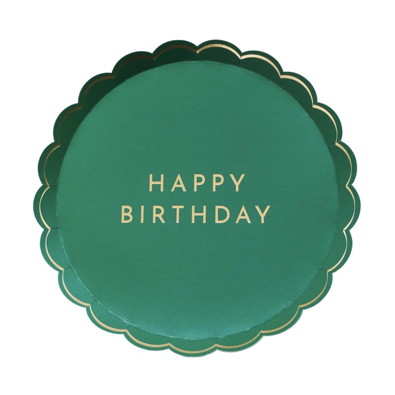 Green Happy Birthday Paper Plates 8ct