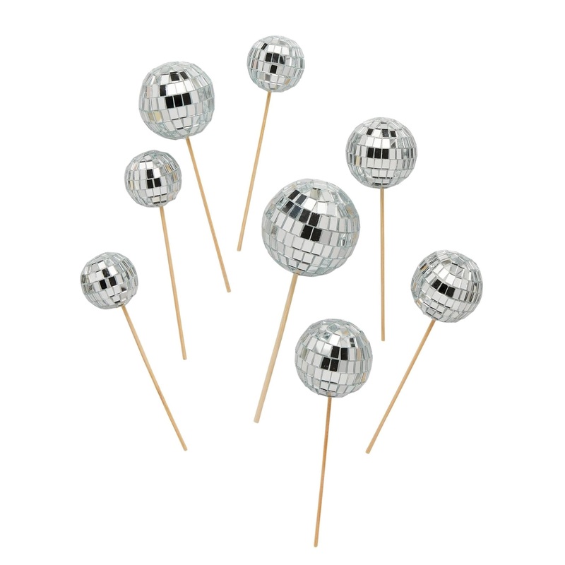 Mirror Ball Disco Food Picks - Set of 8