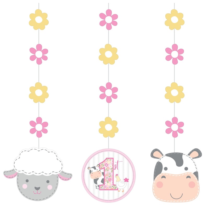 Pink Farm Party Danglers 3ct