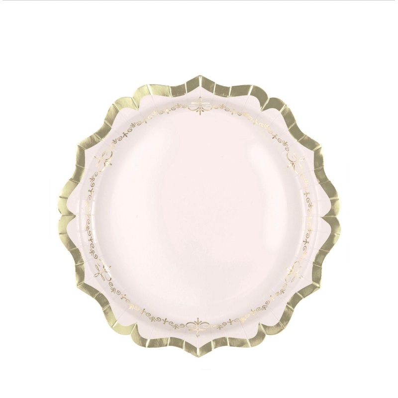 Pink & Gold Paper Dinner Plates