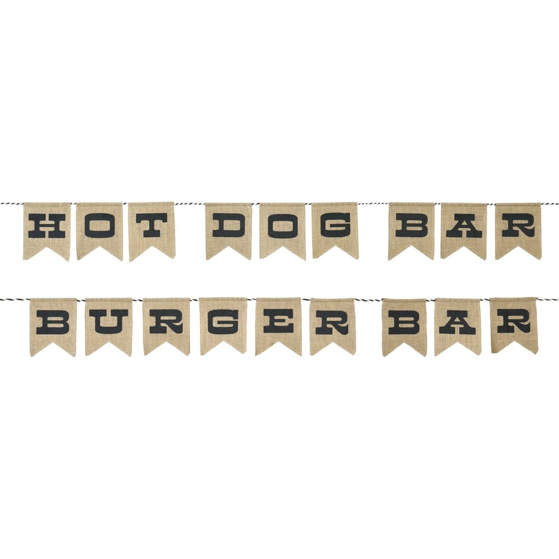 Reversible BBQ Party Burlap Banner 9ft
