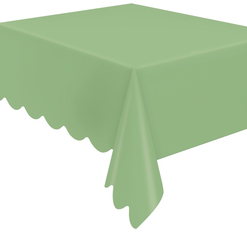 Sage Green Scalloped Paper Tablecloth