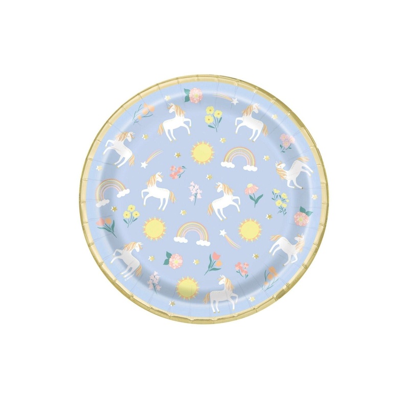 Unicorn & Rainbow Party Plates - Unicorn Birthday Decorations, Magical Party, Mythical Unicorn Party Supplies, Paper Birthday Plates