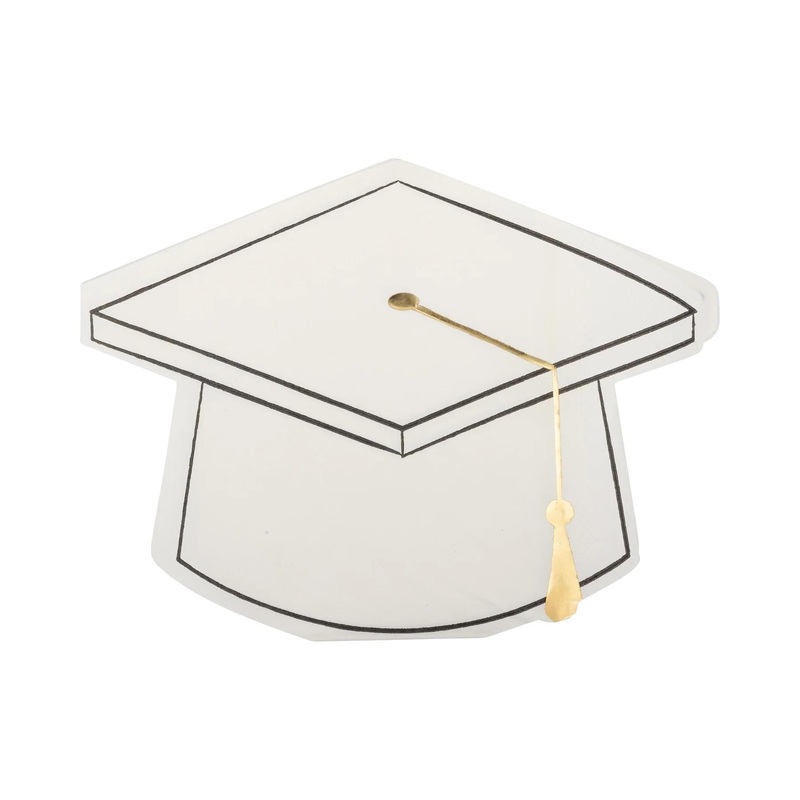 White Graduation Cap Shaped Napkins 18ct