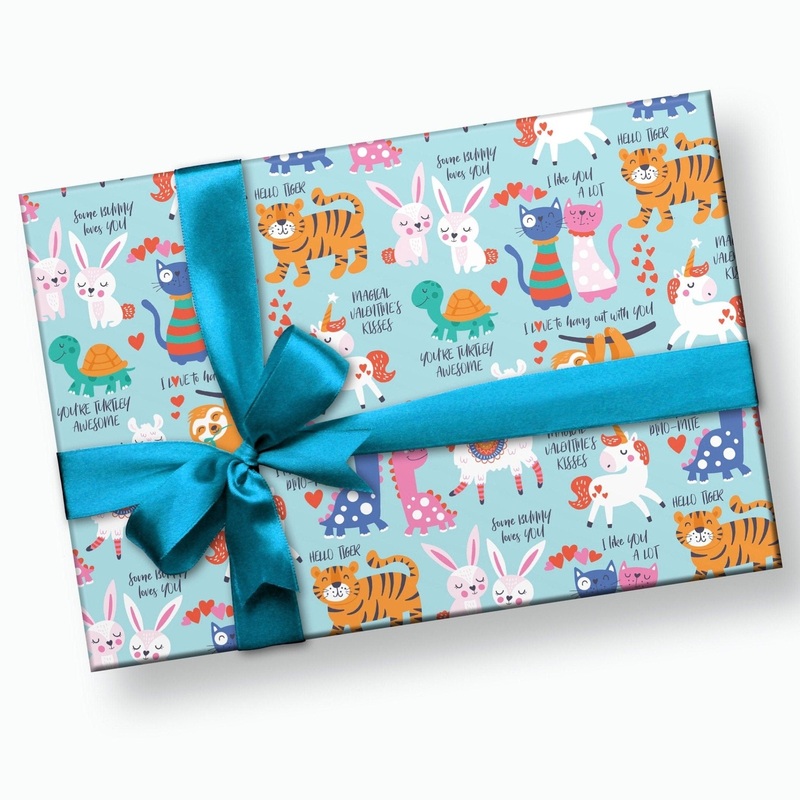 Animal Themed Valentine's Day Gift Wrap