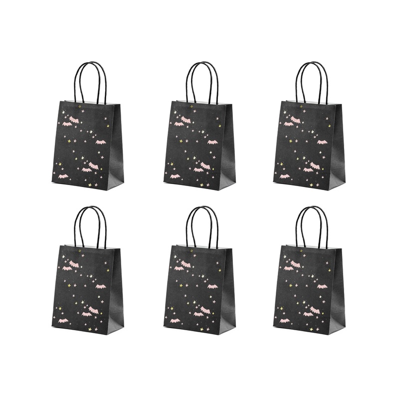 Black & Pink Bats Halloween Favor Bags 6ct