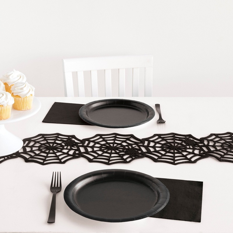 Black Spider Web Felt Table Runner