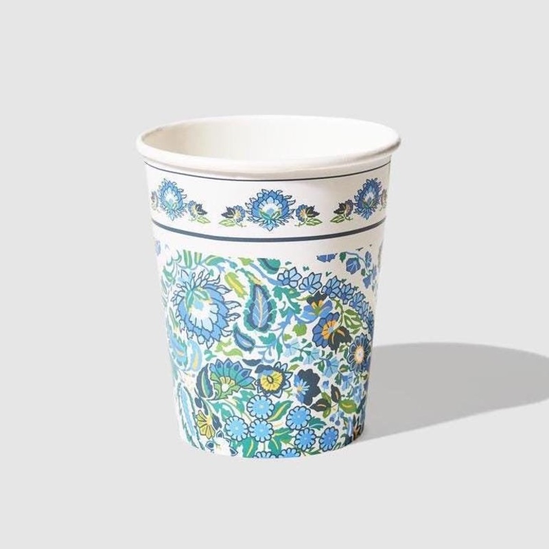 Blue Floral Paisley Paper Cups 10ct