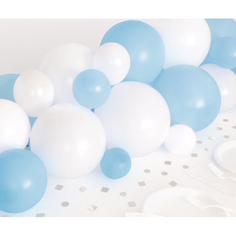 Blue & White Balloon Centerpiece & Confetti