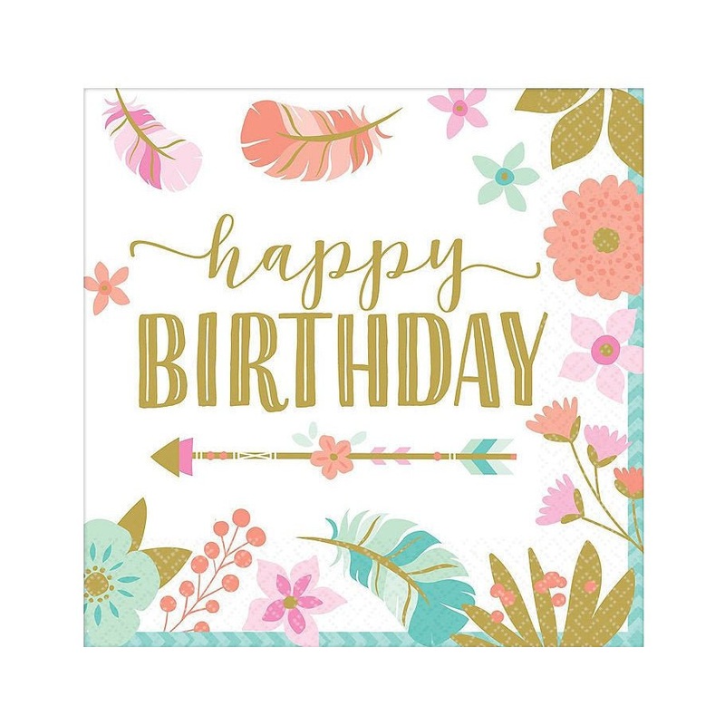 Boho "Happy Birthday" Napkins