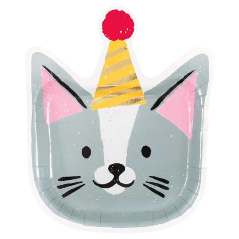Cat Face Shaped Paper Plates 8ct