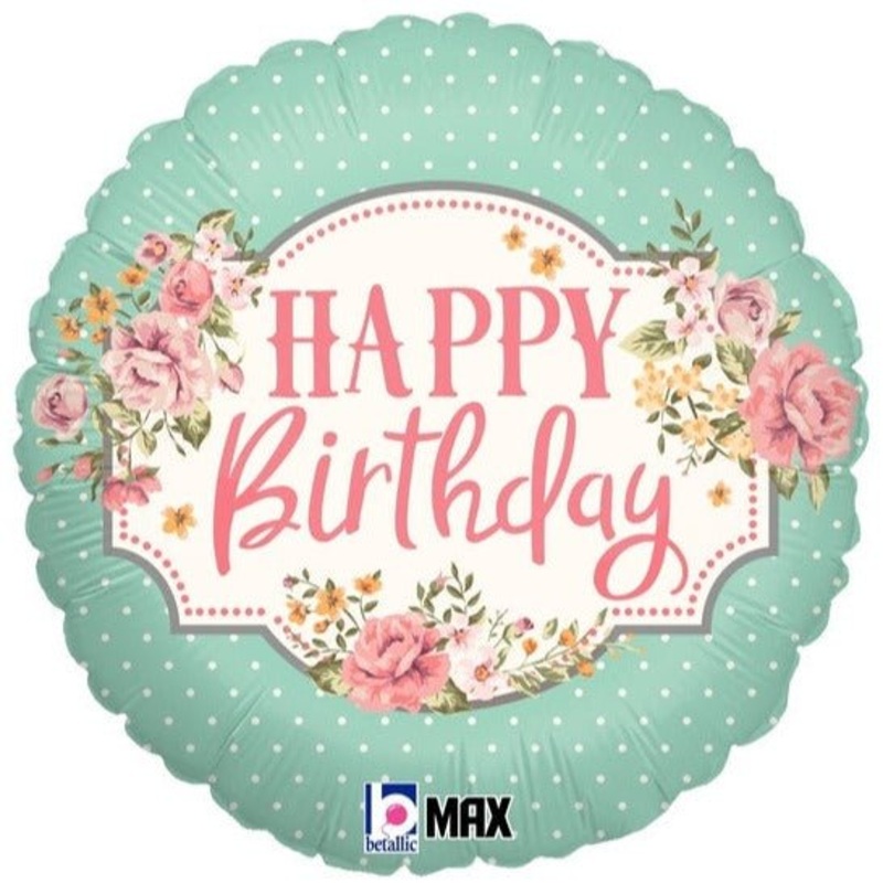 Floral "Happy Birthday" Balloon