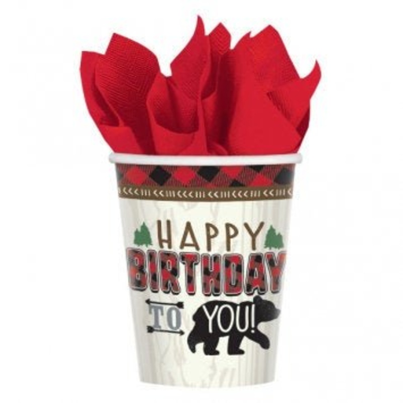 Lumberjack Birthday Cups "Happy Birthday to You"
