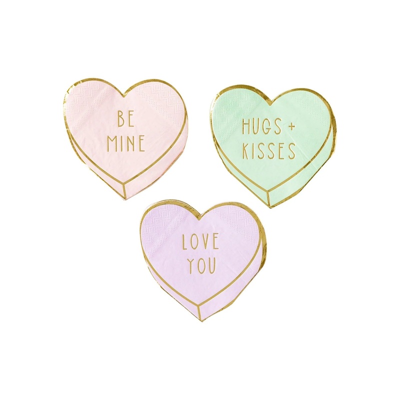 Pastel Conversation Heart Shaped Napkins 18ct