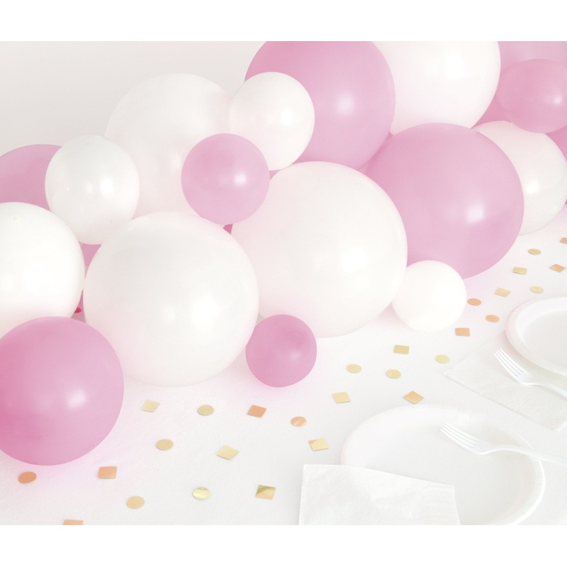 Pink and White Balloon Centerpiece & Confetti