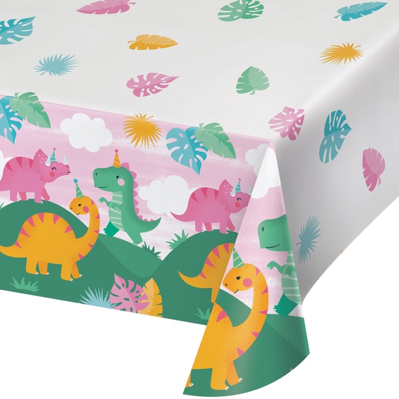 Pink Dinosaur Party Tablecloth