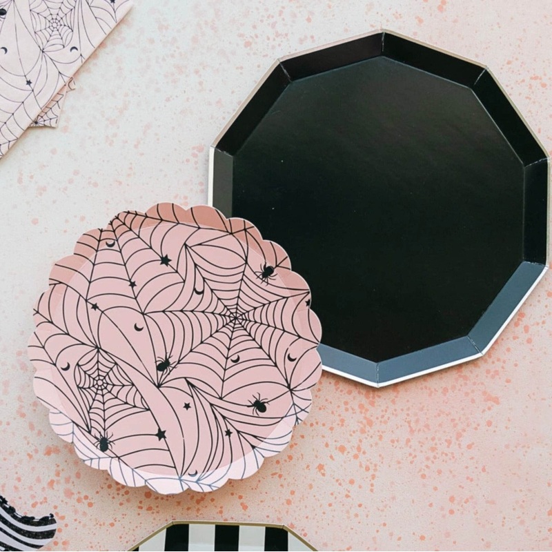 Pink Spider Web Plates