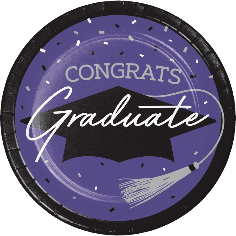 Purple Graduation Dessert Plates 18ct