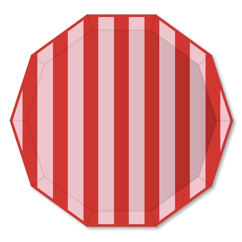 Red & Pink Stripe Plates